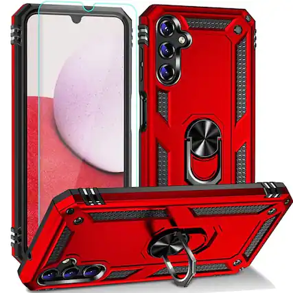 Front. Kitcheniva - Samsung Galaxy A17 5G Protective Case Phone Cover and Screen Protector Set Red - Red.