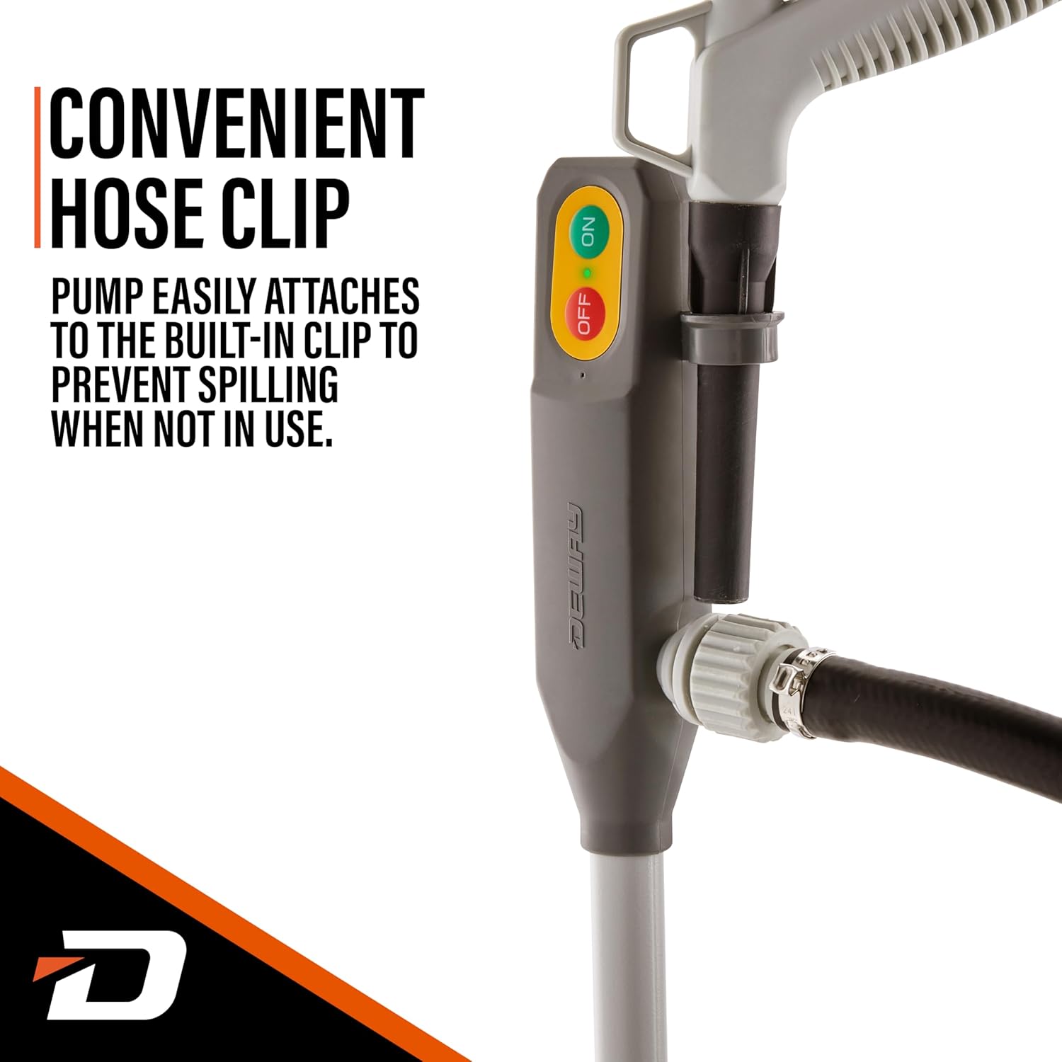 CONVENIENT HOSE CLIP

PUMP EASILY ATTACHES TO THE BUILT-IN CLIP TO PREVENT SPILLING WHEN NOT IN USE.