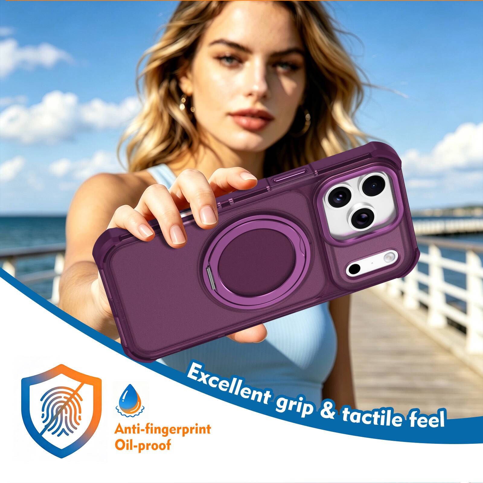 Excellent grip & tactile feel  
Anti-fingerprint  
Oil-proof