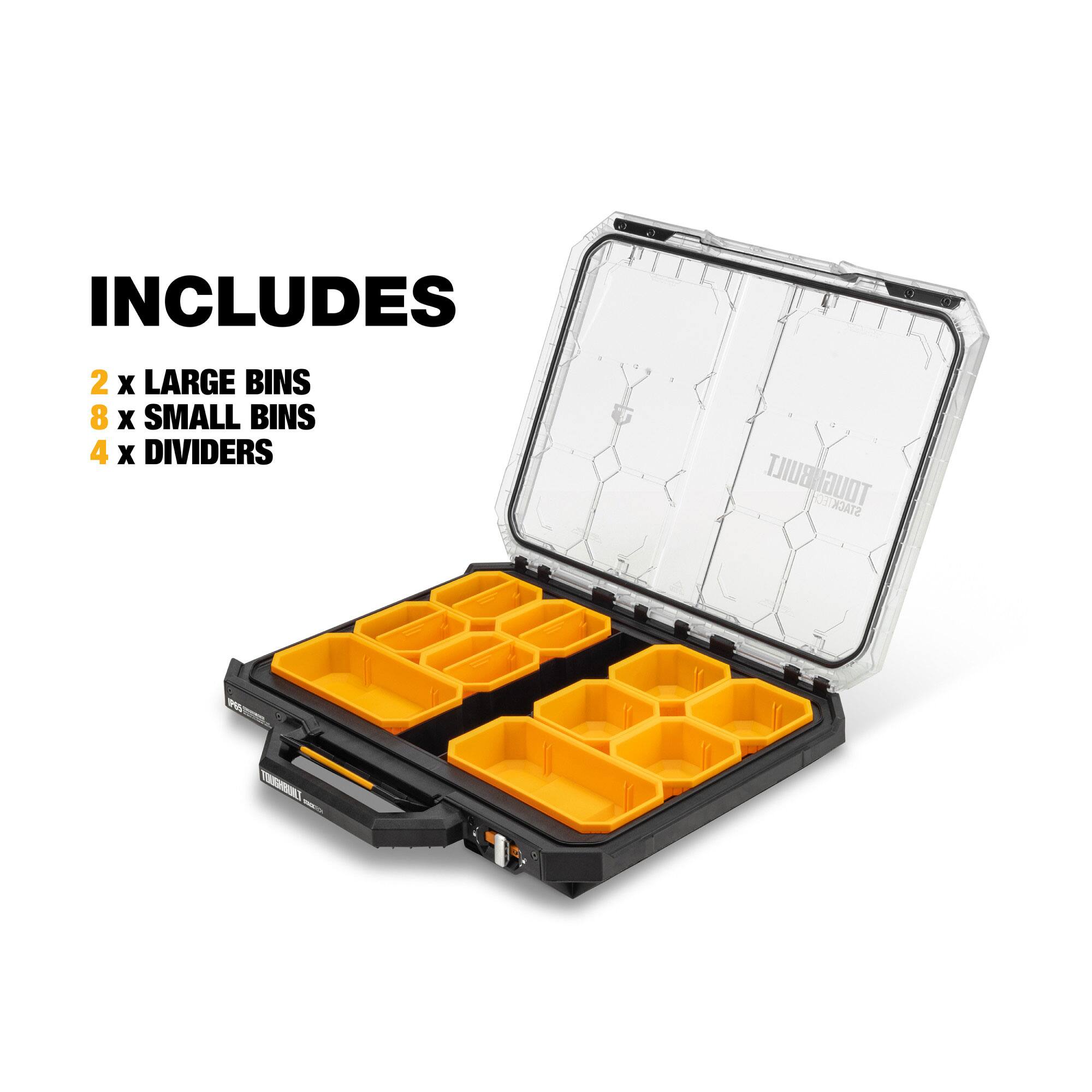 INCLUDES  
2 x LARGE BINS  
8 x SMALL BINS  
4 x DIVIDERS