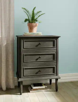 Front. Finch - Webster 3-Drawer Storage Cabinet - Dark Gray.