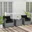 Alt View 3. Costway - 3 PCS Patio Rattan Furniture Bistro Set Cushioned Sofas Side Table Armrest - Black.