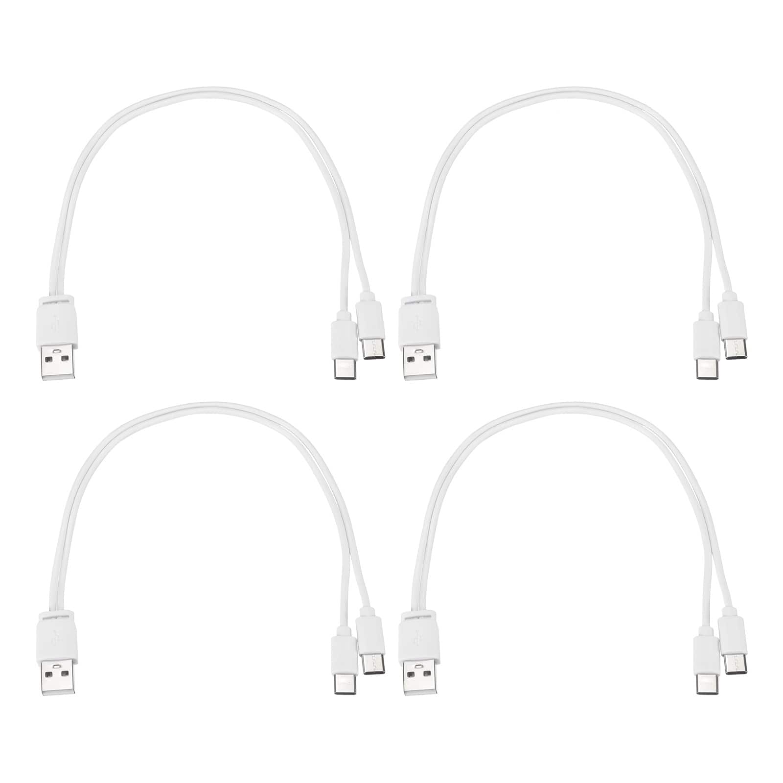 Unique Bargains - Multi USB A to 2 USB-C Splitter, 2-in-1, 12in, 5V 1A, 4pcs - for Phone/Power Bank/Tablet - White