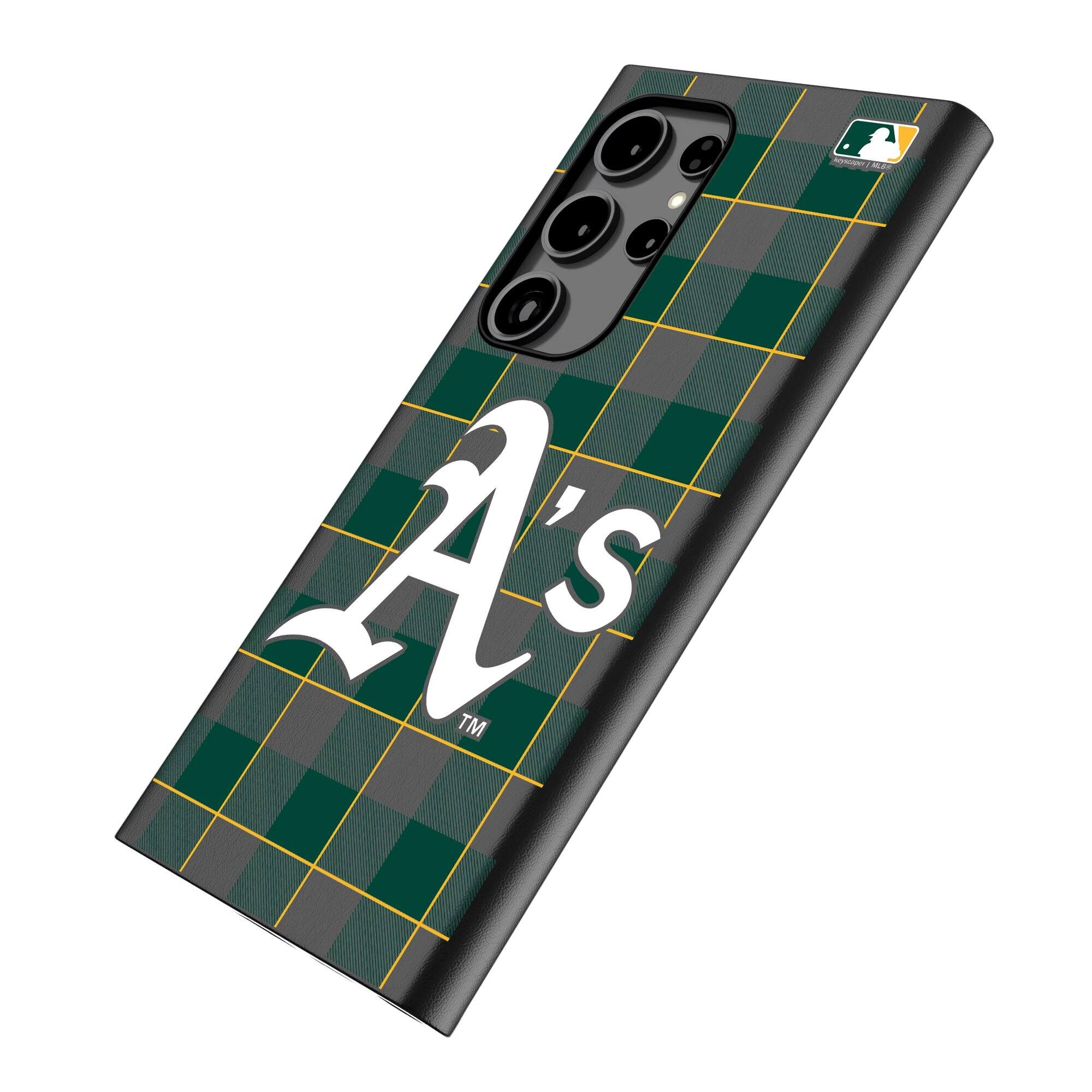Alt View 1. Keyscaper - Athletics Plaid Galaxy Magnetic Bump Case - S25 - Black.