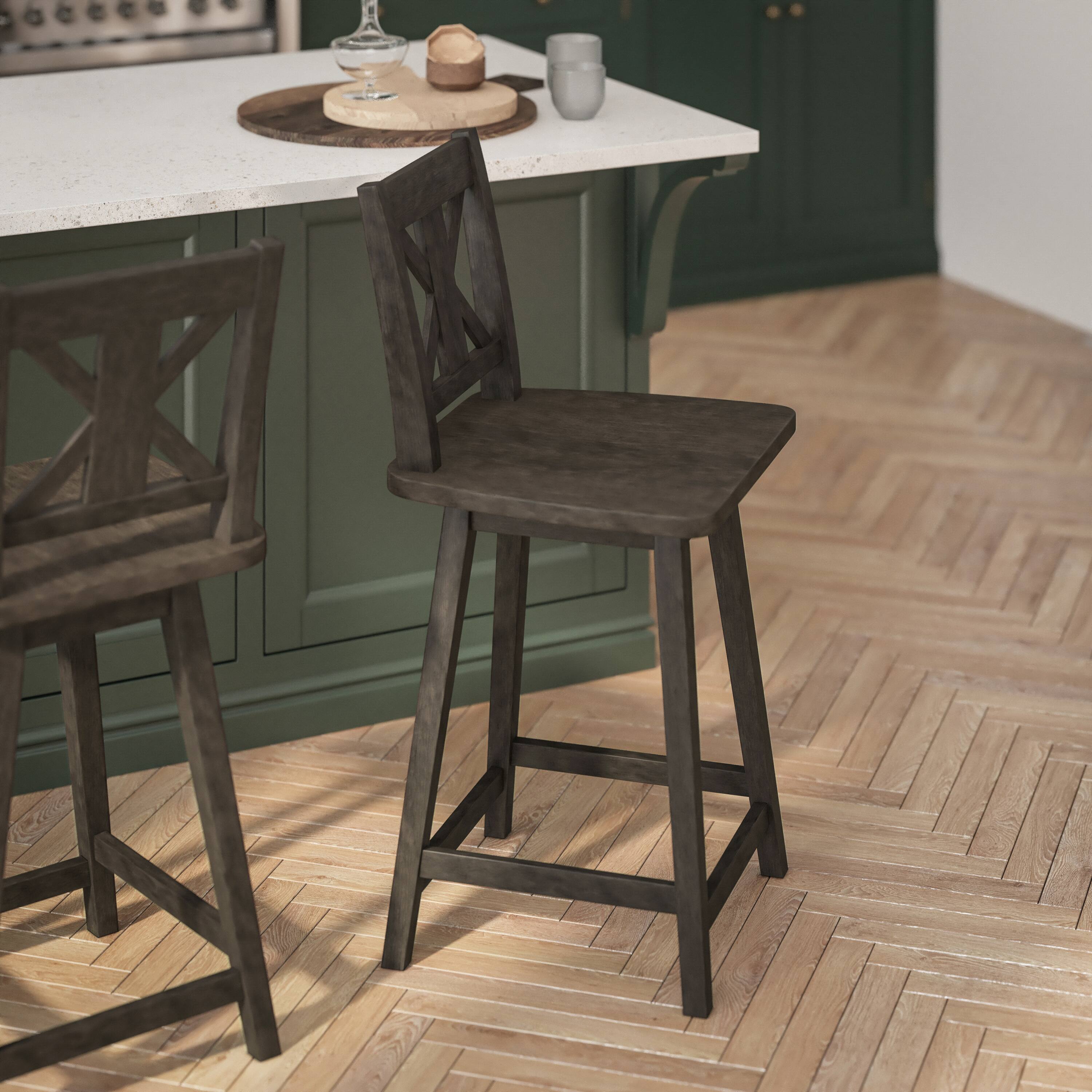 Alt View 3. Flash Furniture - Gwendolyn Commercial Grade Solid Wood Modern Farmhouse Swivel Counter Height Barstool in Gray Wash Walnut - Gray.