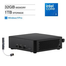 ASUS - NUC 14 Pro Slim Mini Desktop (Intel Core 3 100U, 32GB DDR5, 1TB PCIe SSD, Win 11 Pro) w/USB Hub - Black