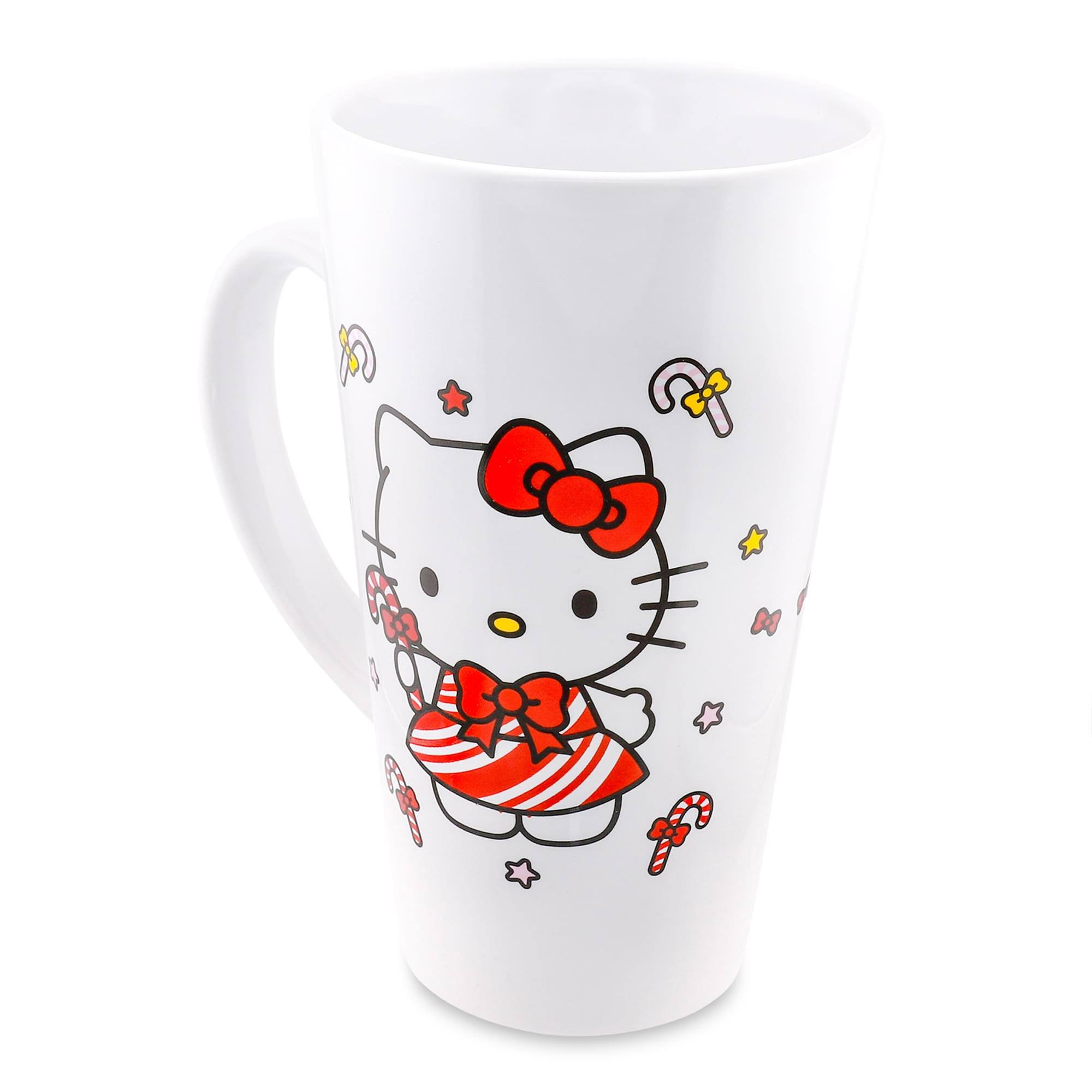 Alt View 1. Silver Buffalo - Sanrio Hello Kitty Holiday Candy Cane Ceramic Tall Latte Mug | Holds 16 Ounces - Red.