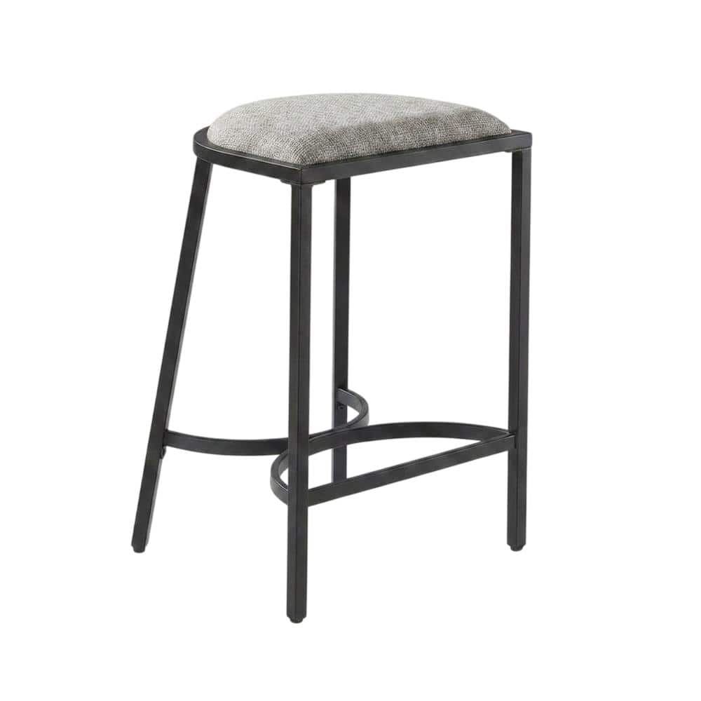 FurniFact - Counter Height Bar Stool Set with Plush Upholstery and Wooden Legs - Gray
