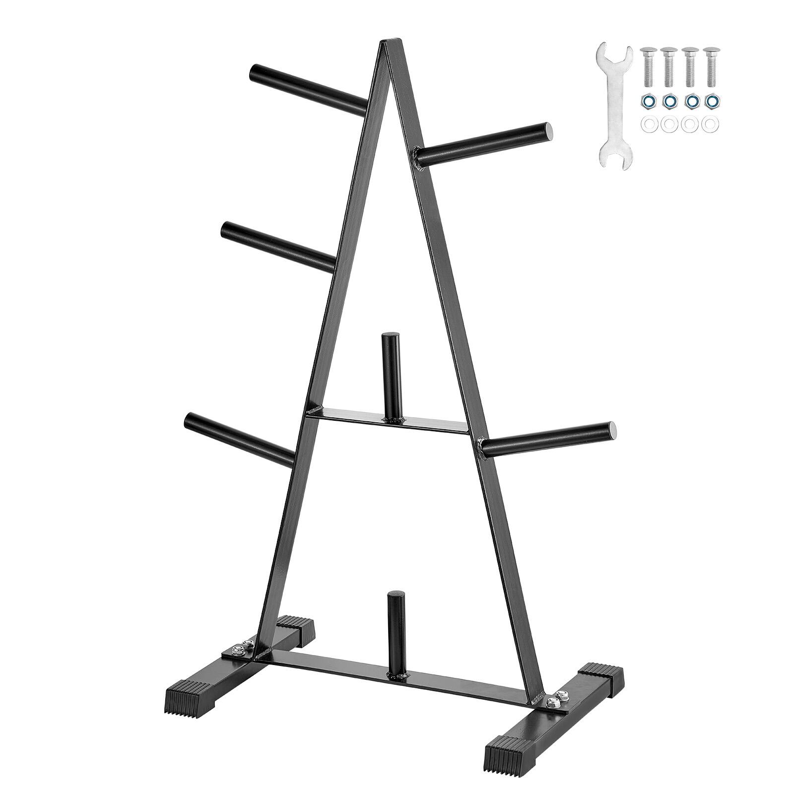 Alt View 5. VEVOR - Weight Plate Rack, A Frame Weight Plate Tree for 1-Inch Weight Plates, Standard Weight Plate Tree - Black (Powder Coated Gloss Finish).