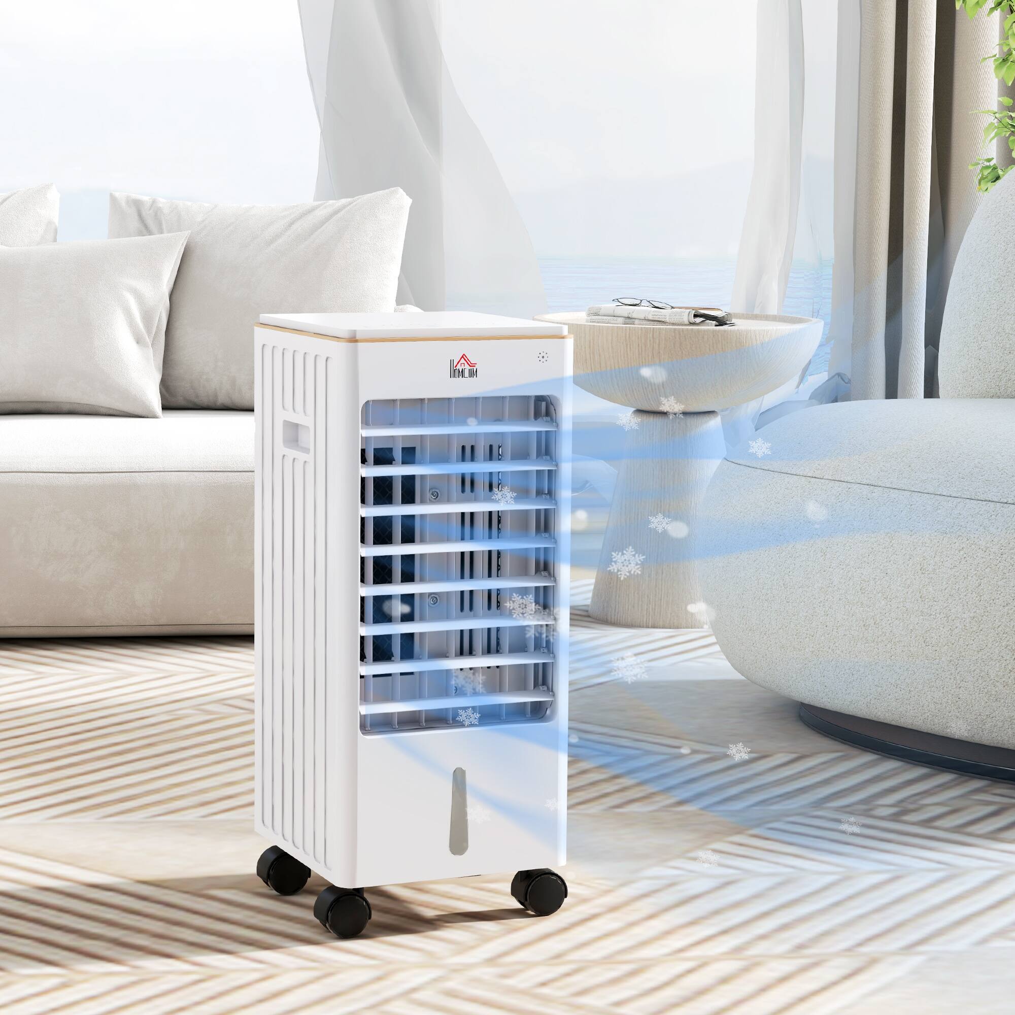 Alt View 5. Tiramisubest - 21-Inch Portable Evaporative Air Cooler with Ice Packs, 3-in-1 Cooling Fan, 7.5H Timer, 60° Oscillation, Remote Control - White.
