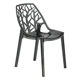 LeisureMod - Cornelia Modern Stackable Accent Dining Chair with Cut Out Backrest Design for Dining Rooms or Patios - Transparent Black