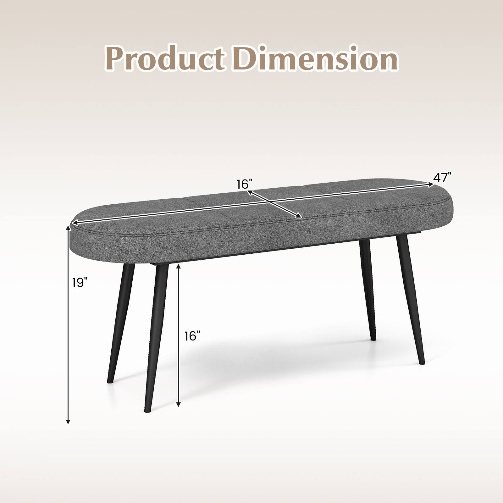 Product Dimension: 16" x 47" x 19" x 16".