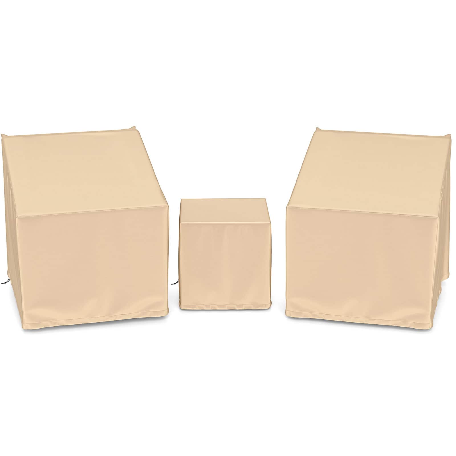 Costway - Patio Furniture Covers Waterproof Conversation Covers for 3 PCS Bistro Set - Beige