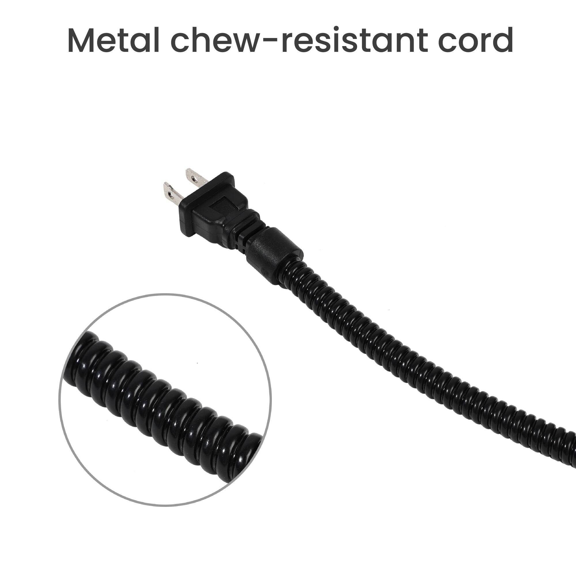 Metal chew-resistant cord