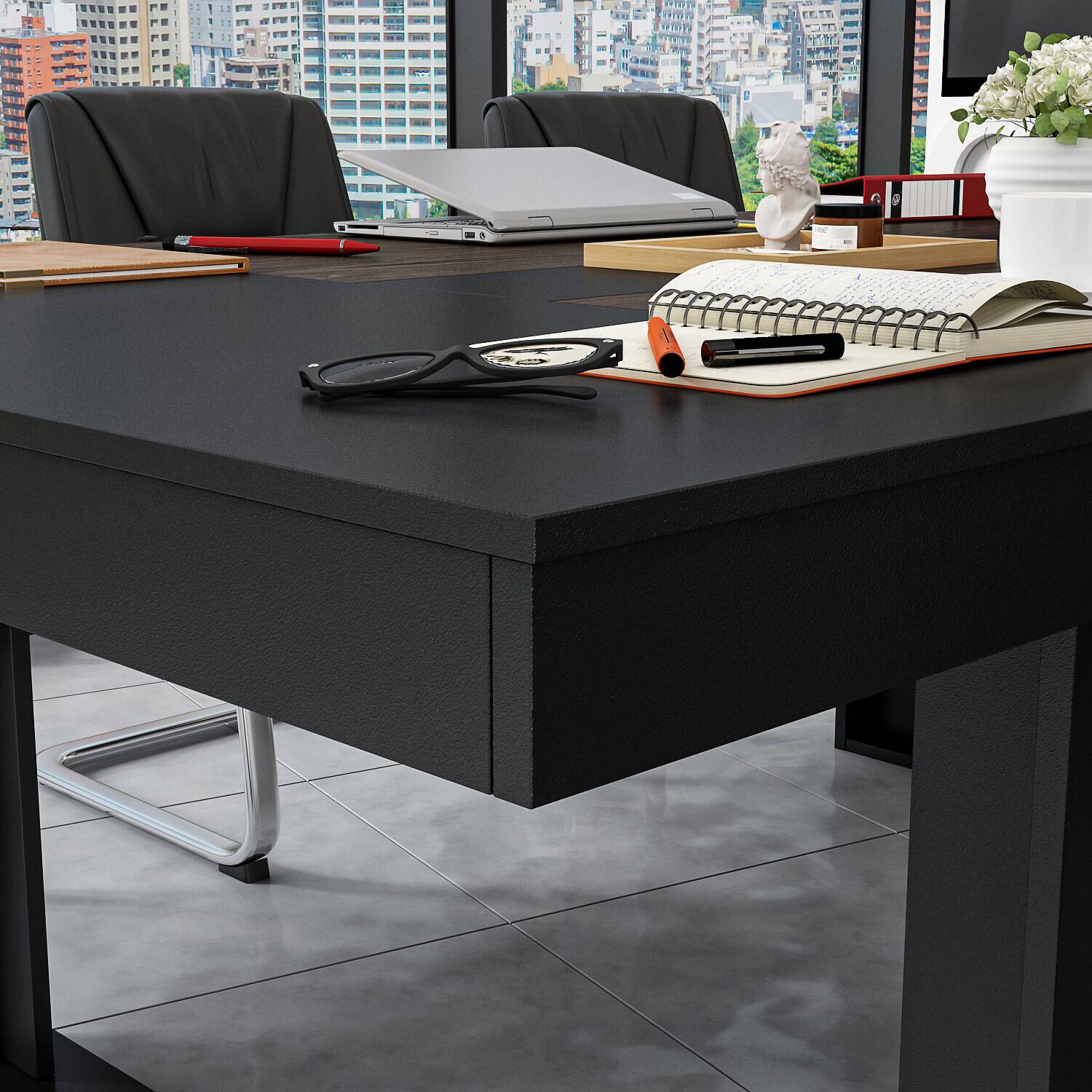Alt View 6. FUFU & GAGA - FUFU&GAGA Ergonomic Office Work Table - Team Meeting, Project Collaboration & Productivity Desk - Black.
