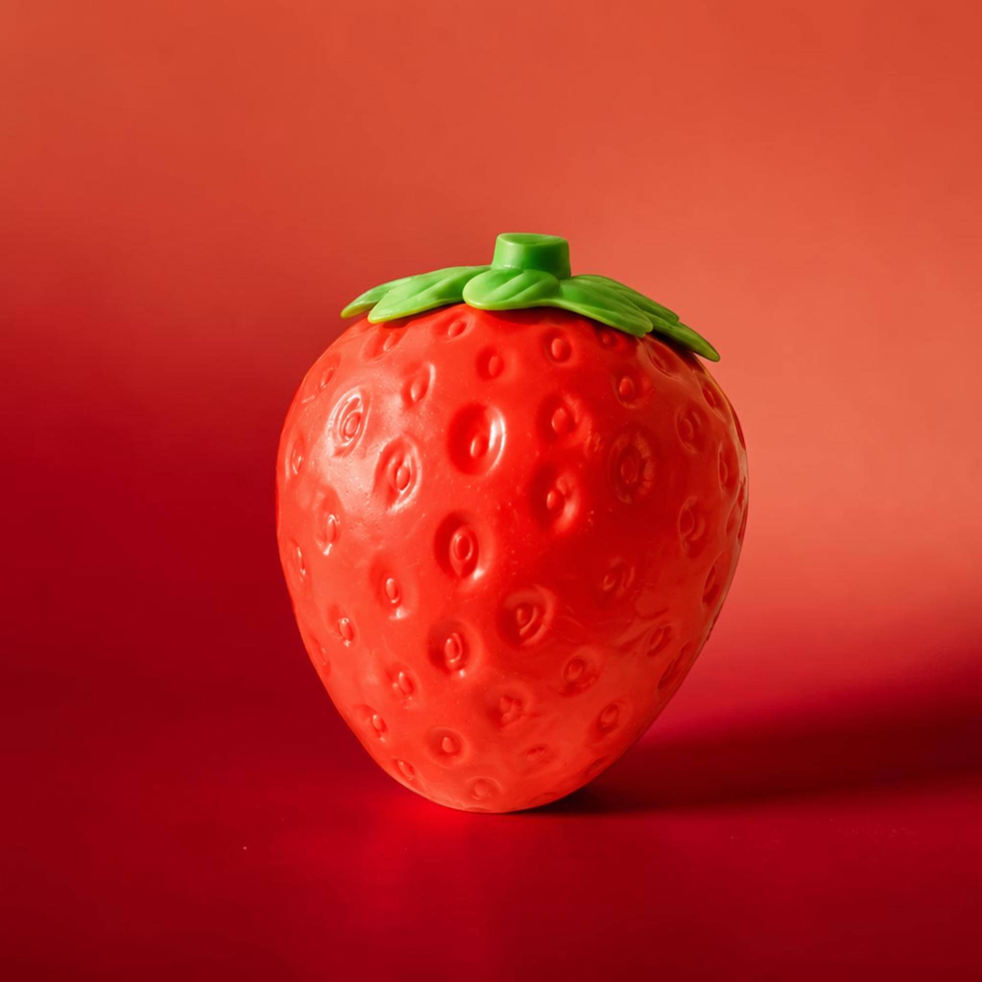 Alt View 3. Puka Creations - Giant Squishy Strawberry 5.5-Inch Squeeze Toy - Red.
