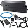 Front. Dell - Universal USB-C Docking Station UD22 with HDMI DisplayPort Ethernet Cables Bundle - Black (Black).