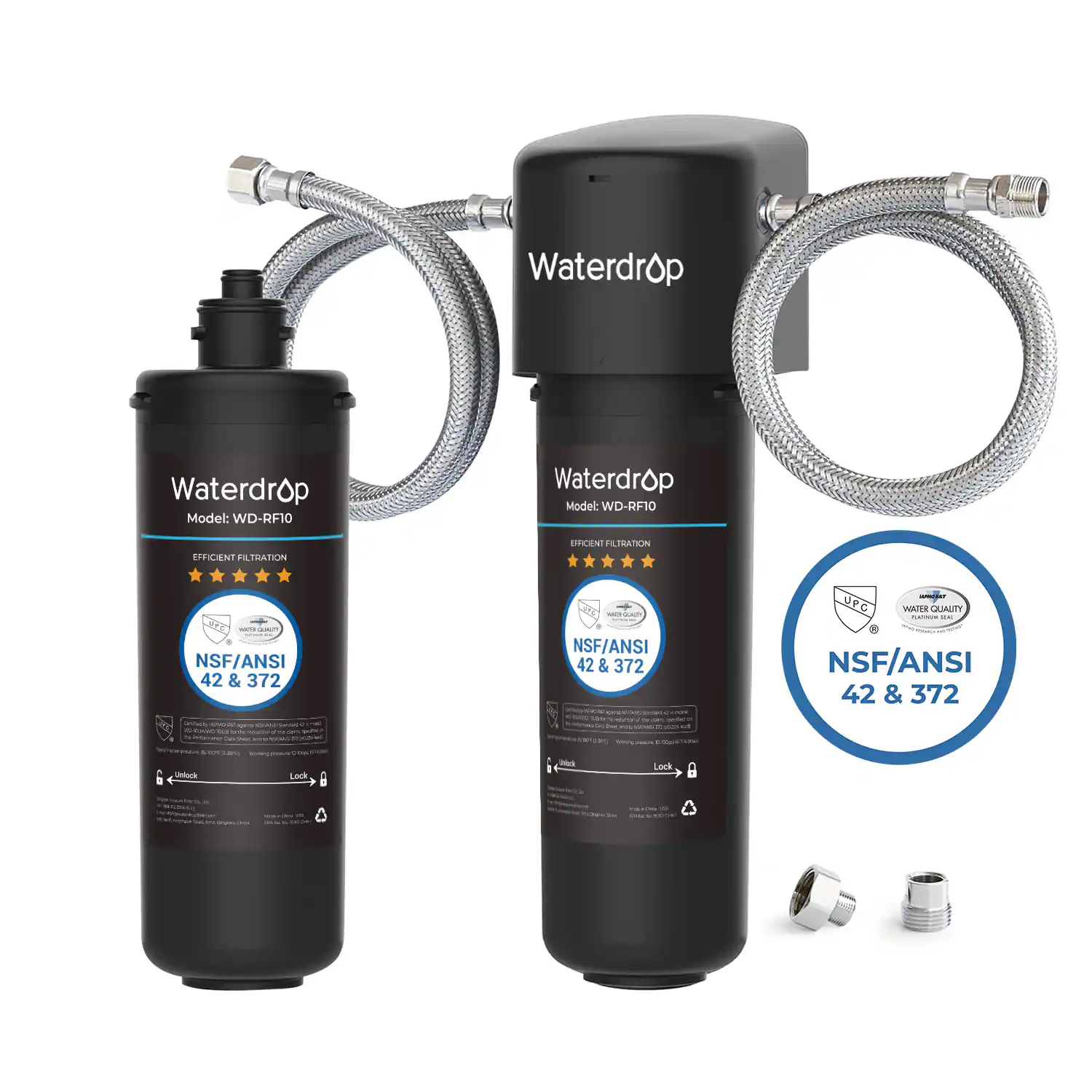 Waterdrop - 10UA Under Sink Water Filter System, extra RF10 Filter - Black