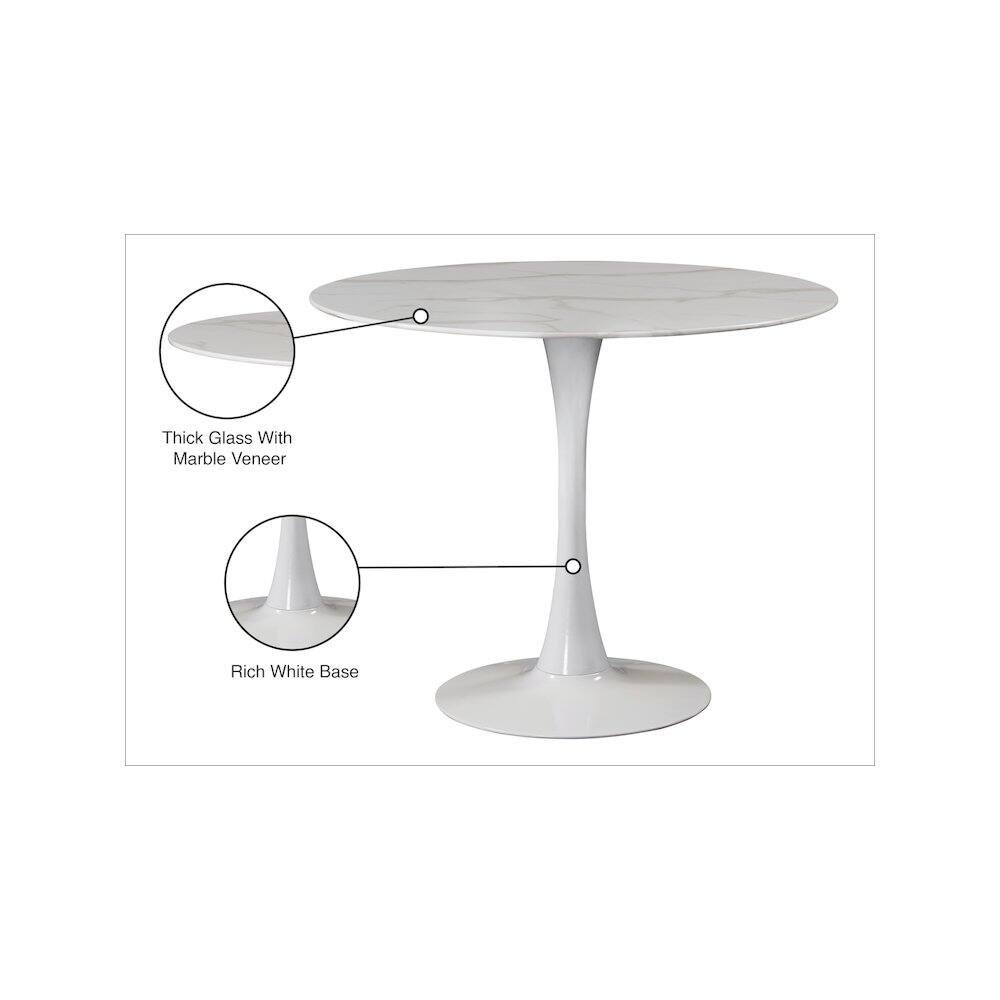 Thick Glass With Marble Veneer  
Rich White Base