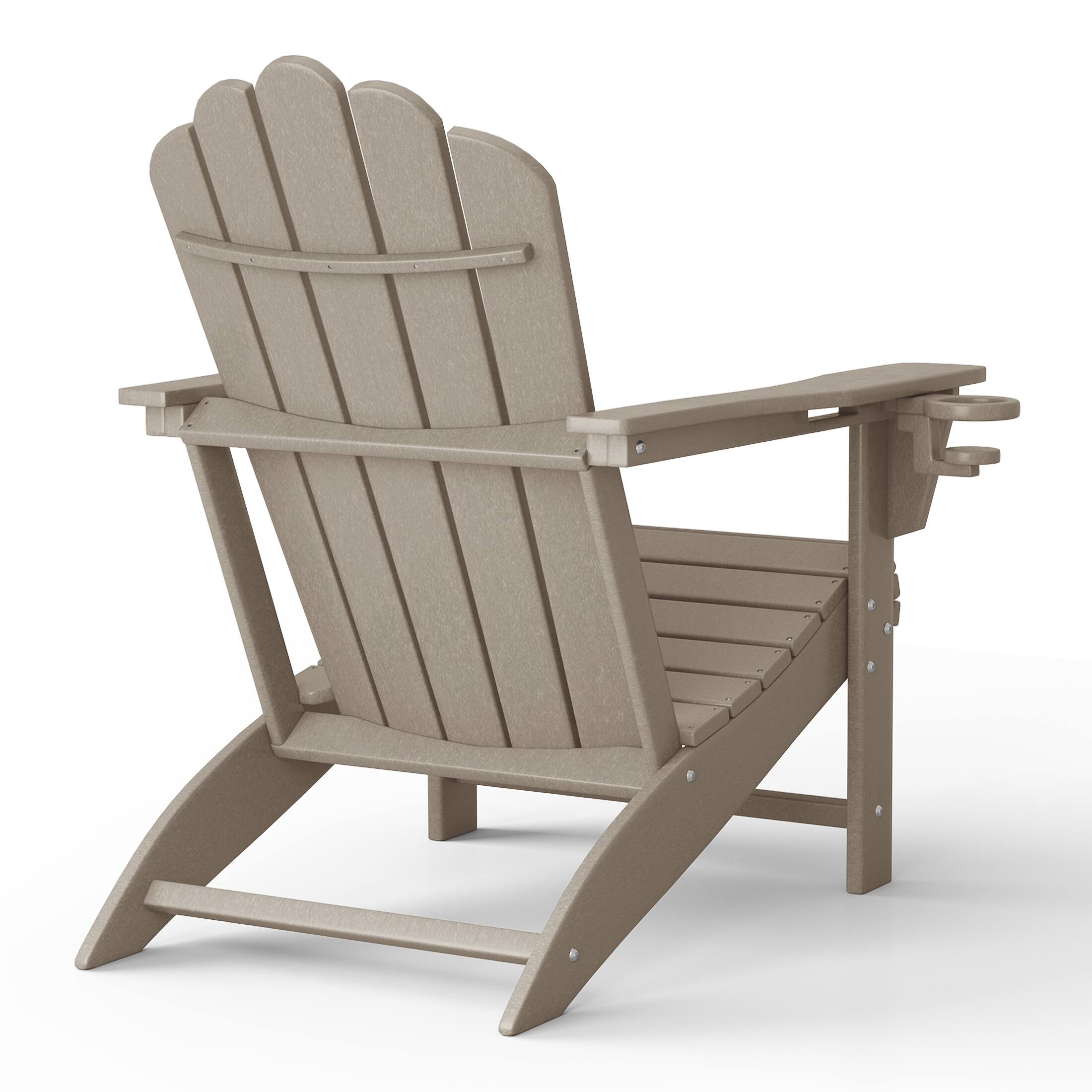Alt View 1. WestinTrends - WestinTrends Highland Outdoor Patio HDPE Adirondack Chairs With Cup Holders (Set of 4) - Weathered Wood.