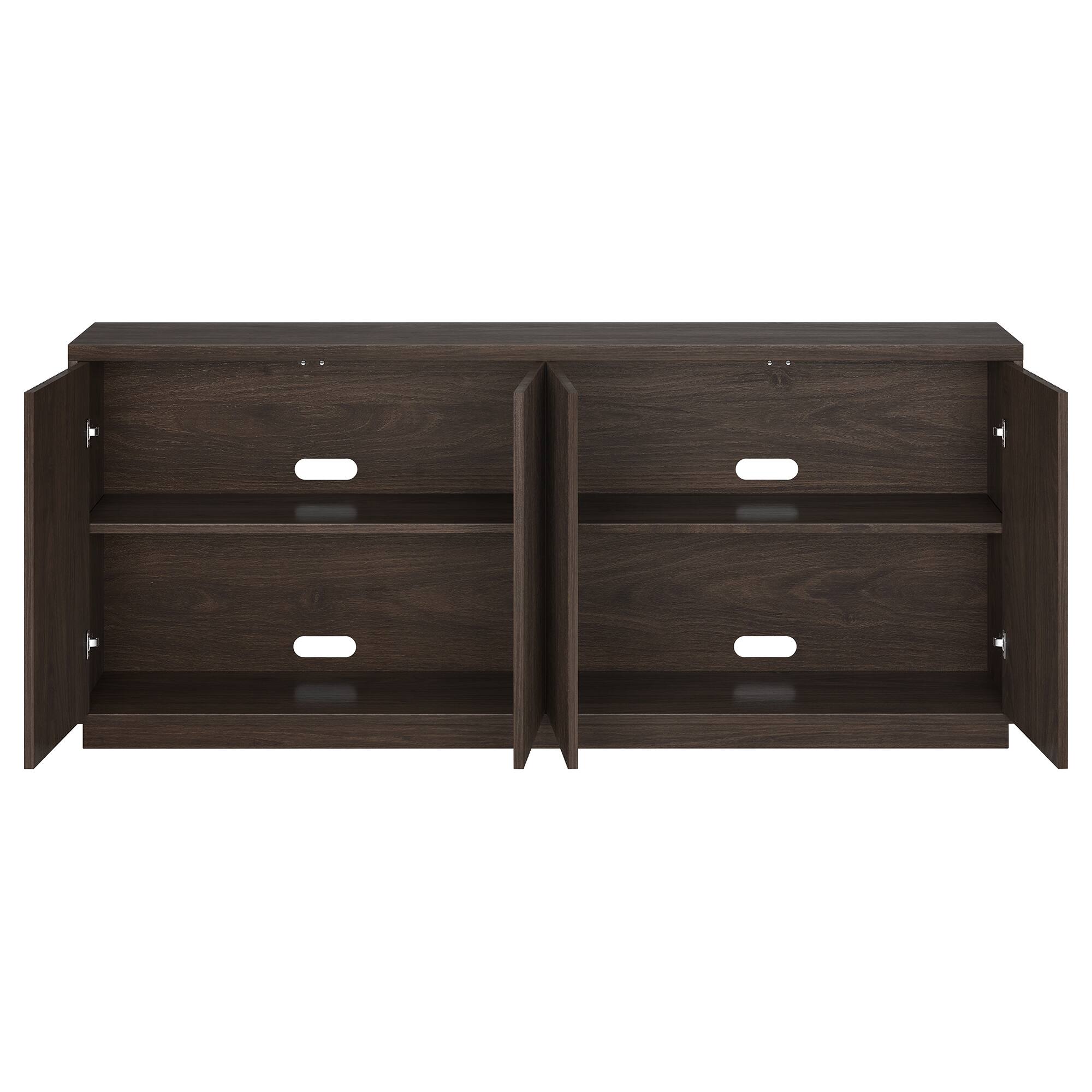 Alt View 3. Hudson&Canal - Alston 68" Wide Rectangular Fluted Buffet Table - Brown.