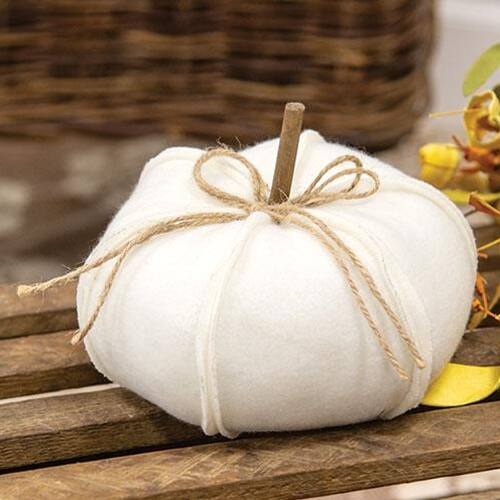 Angle. BreeBe - *Fleece Stuffed Pumpkin 6.5" - cream.