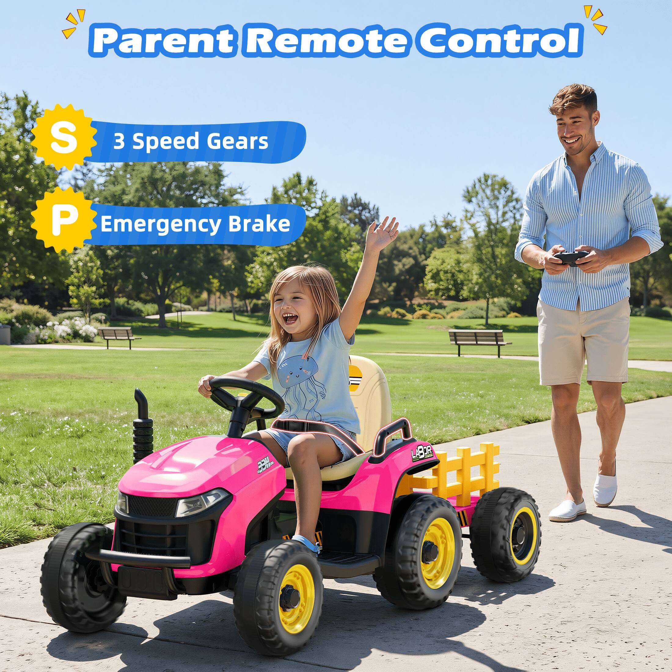 Parent Remote Control

S
3 Speed Gears

P
Emergency Brake