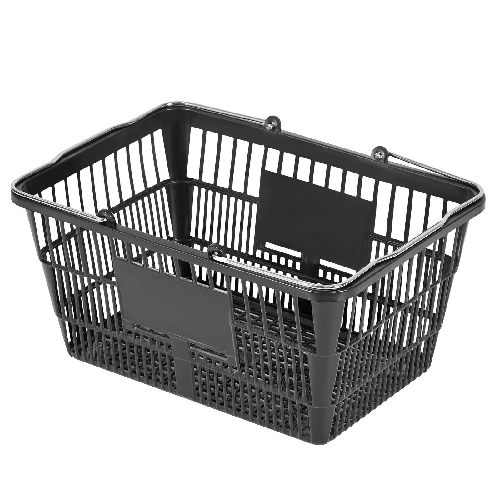 Alt View 5. VEVOR - Shopping Baskets, 12 PCS, 21L Stackable PE Plastic Grocery Baskets with Handles, Dense Mesh Structure - Black.