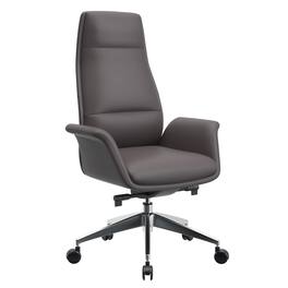 LeisureMod - Summit High-Back Swivel Leather in Metal Frame Office Desk Chair with Adjustable Height, Tilt & Plush Cushion - Gray