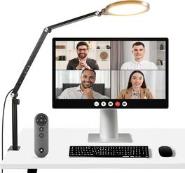 PARKER SLATER - 7" 18W Desk Ring Light with Stand, Full-Screen LED Circle Light with Arm & C-Clamp for Video Conferencing, Streaming, Re - WARM WHITE