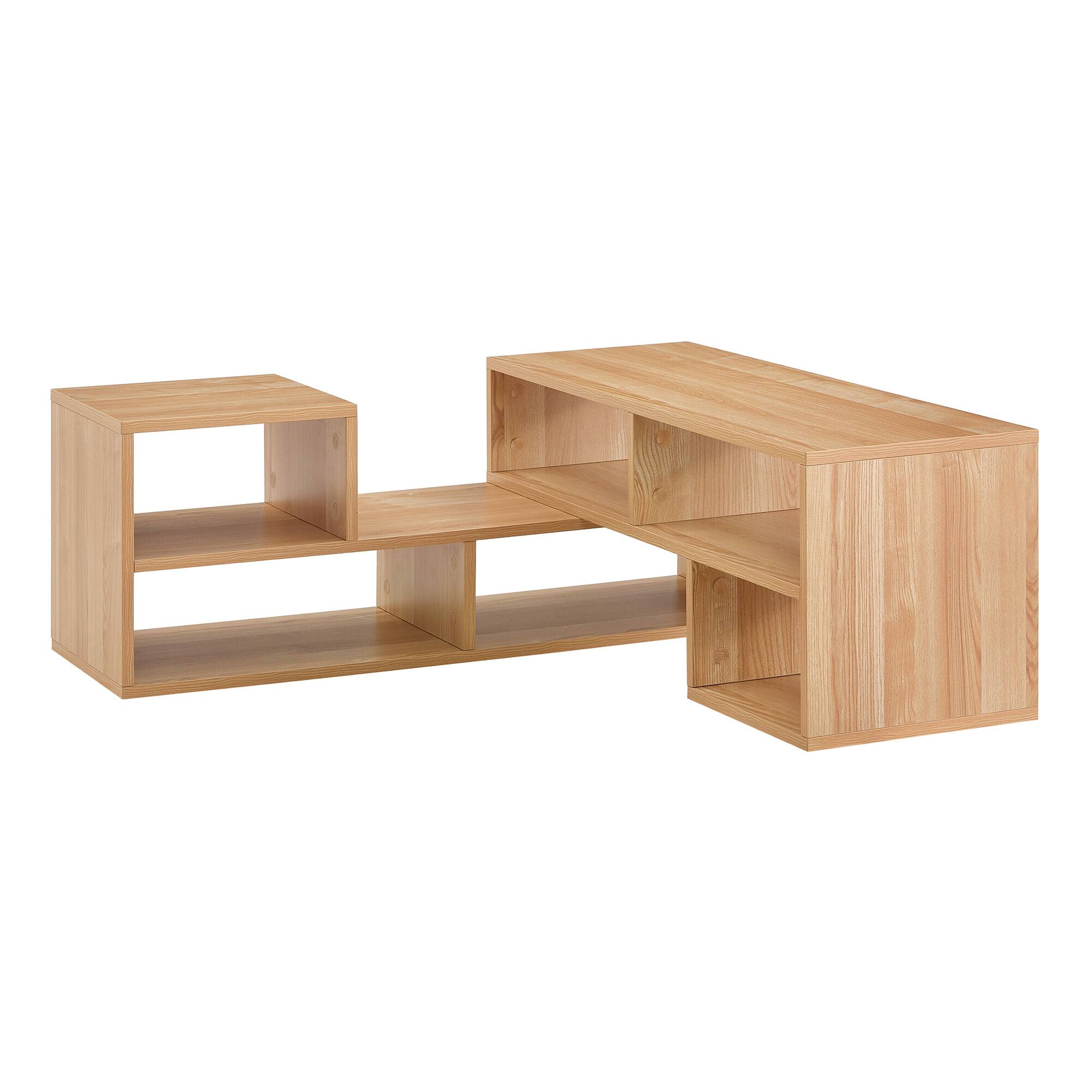 Alt View 8. Loheer - Loheer- Modular Light Wood TV Stand 0.98x1.12 ft Adjustable Media Console with Open Storage for Living Room - Wood.