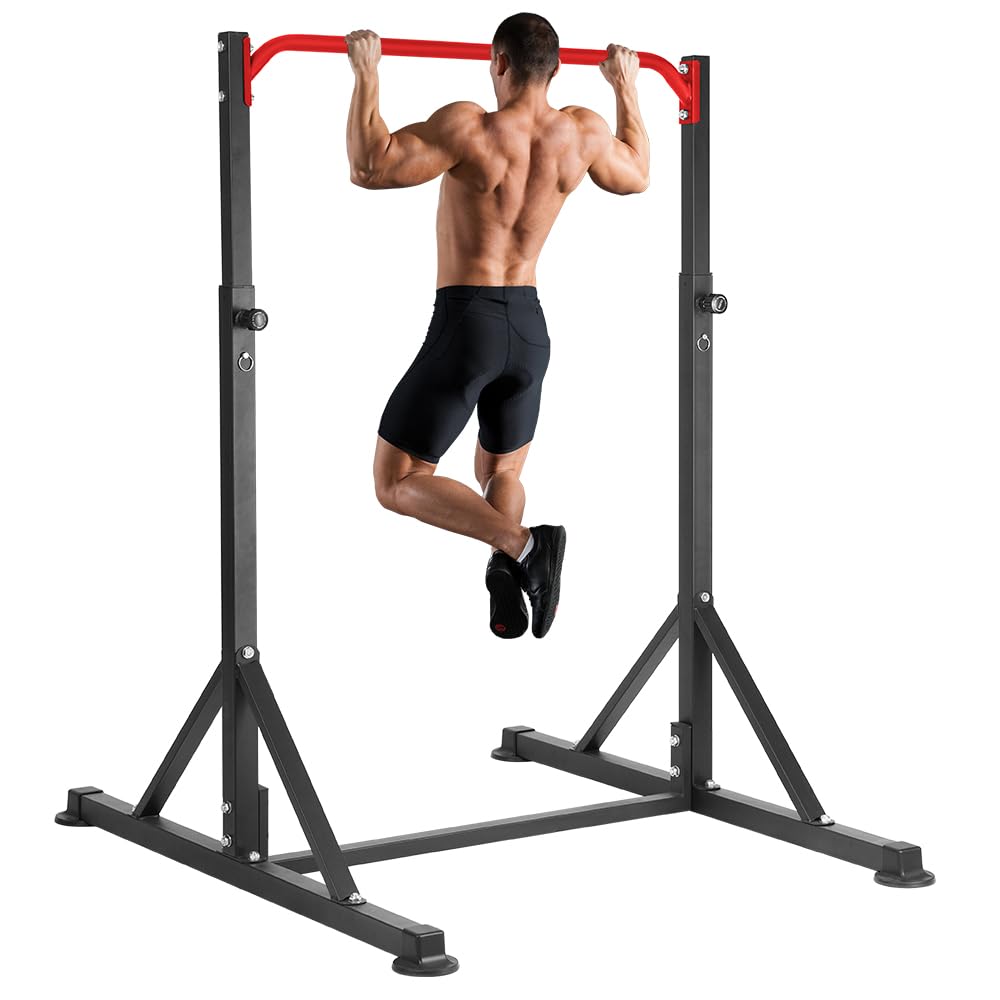 Front. ThinkLink Electronic - Pull Up Station Power Tower Adjustable Pullup Bar Free Standing Heavy Duty Multifunction Strength Gym Workout - Red.