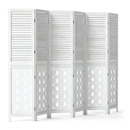 Costway - 67" Tall Wood Room Divider, 6 Panel, Folding Privacy Screen for Room Separation - White