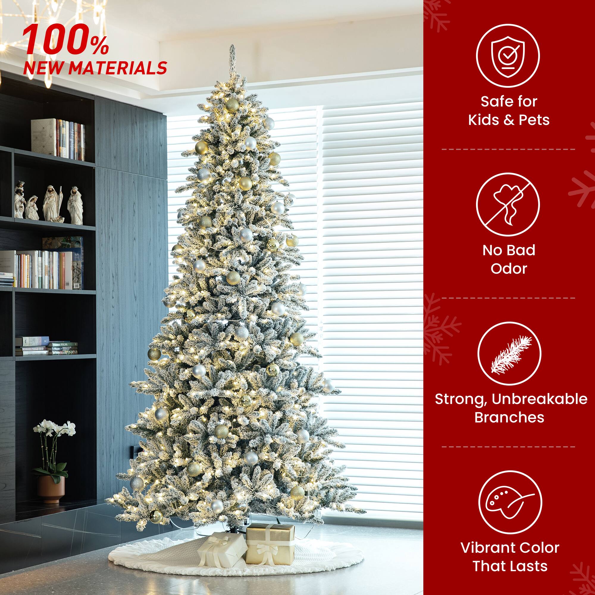 100% NEW MATERIALS

Safe for Kids & Pets

No Bad Odor

Strong, Unbreakable Branches

Vibrant Color That Lasts