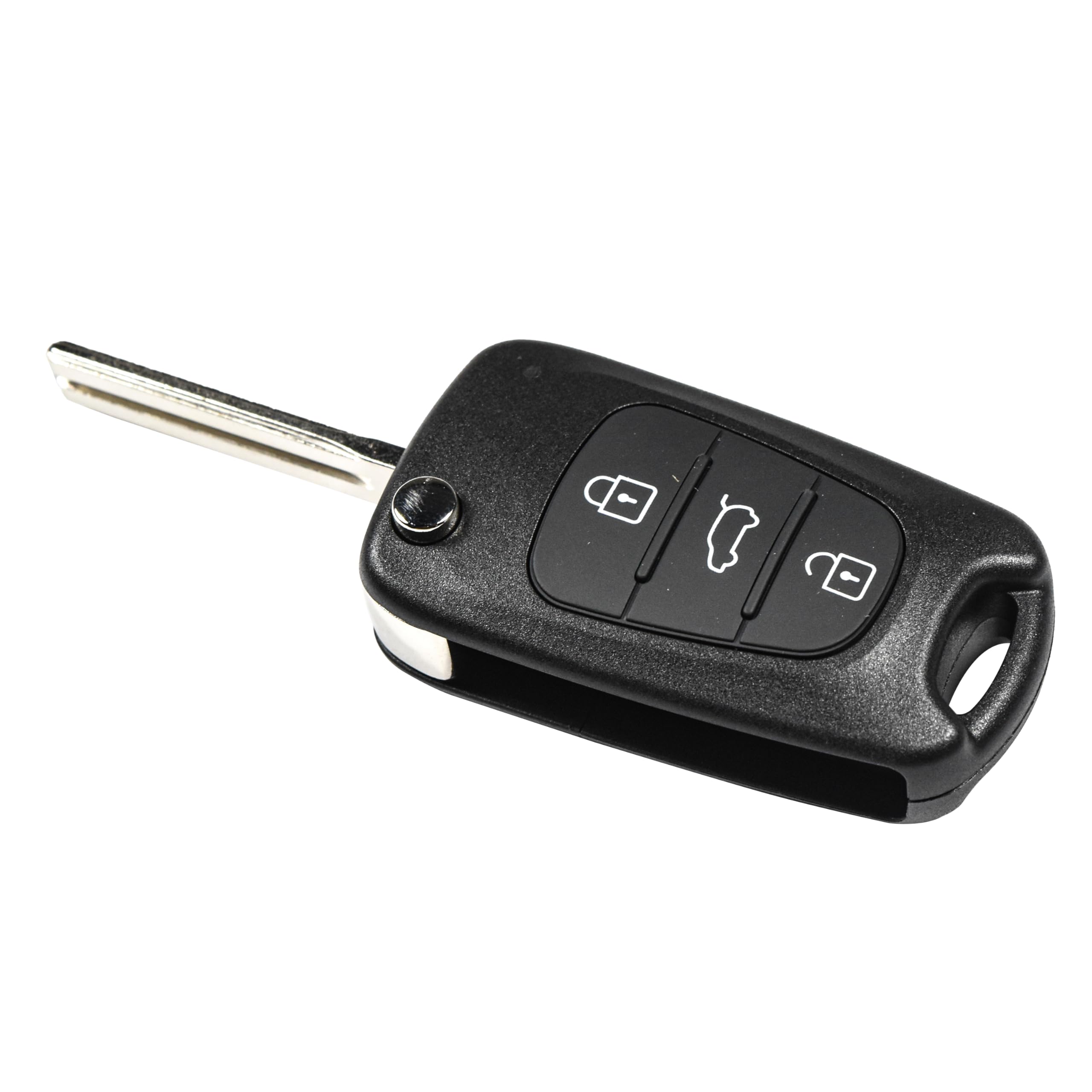 Angle. HQRP - Folding Flip Key Fob Shell Case 3-Button with Uncut Blade for Hyundai i20 i30 i35 iX20 iX35 - Black.