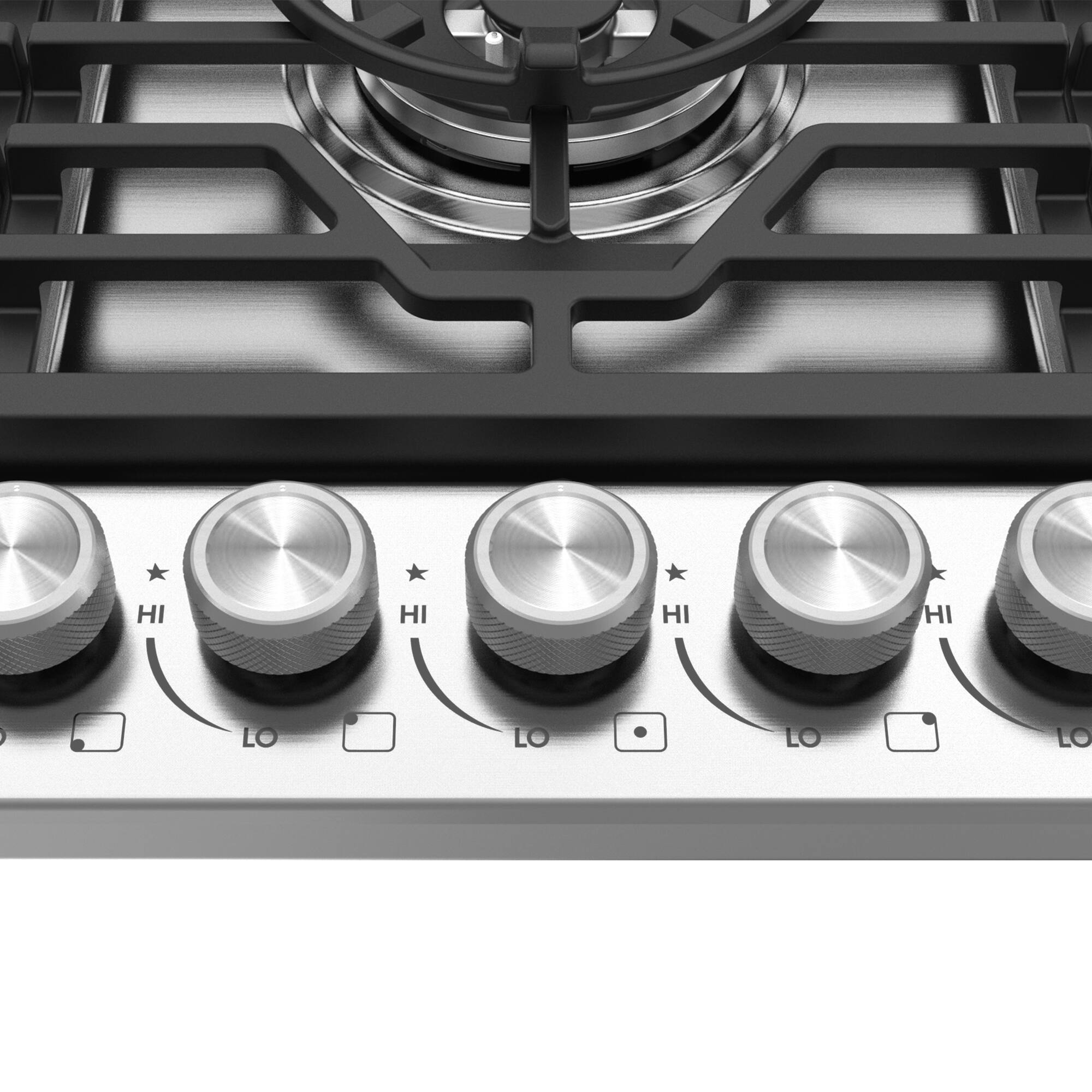 Alt View 3. COSMO - COS-CTGV365SS 36 in. Vista Collection Drop-in Gas Cooktop with 5 Burners, Metal Knobs, Cast Iron Grates, Stainless Steel - Stainless Steel.