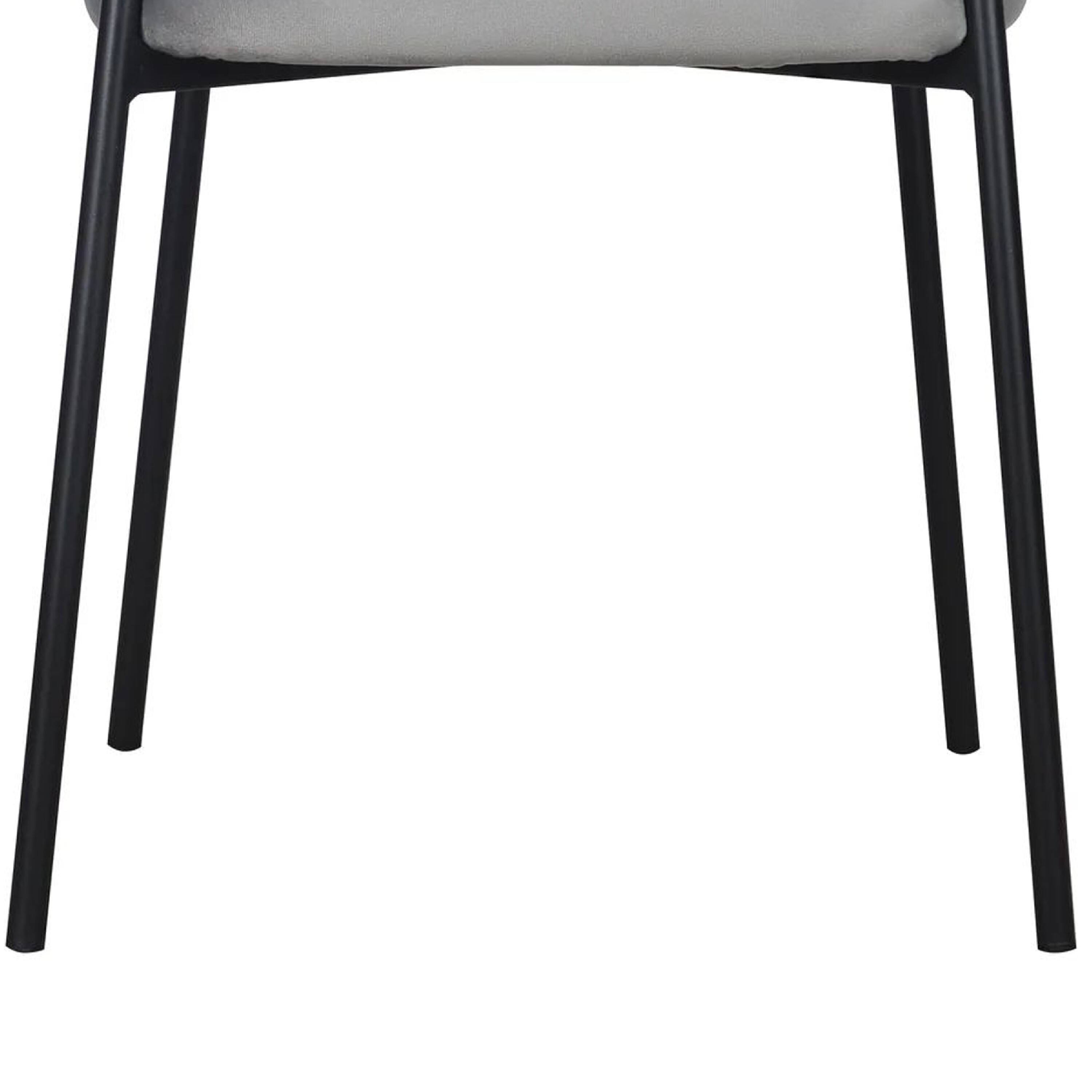 Back. Manhattan Lane - Dining Chair Set of 2, Classic  Fabric with Sleek  Metal Legs - Gray, Black.
