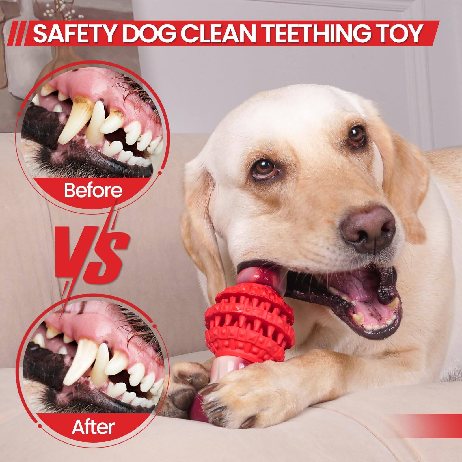 SAFETY DOG CLEAN TEETHING TOY

Before VS After