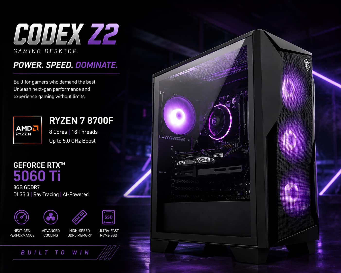 ◎極上＆薄型★新品SSD★Ryzen5★最大3.60GHz★高解像度★オフィス★ MSI Upgraded Codex Z2 Desktop PC (Ryzen 7 8700F, 32GB, 1TB SSD