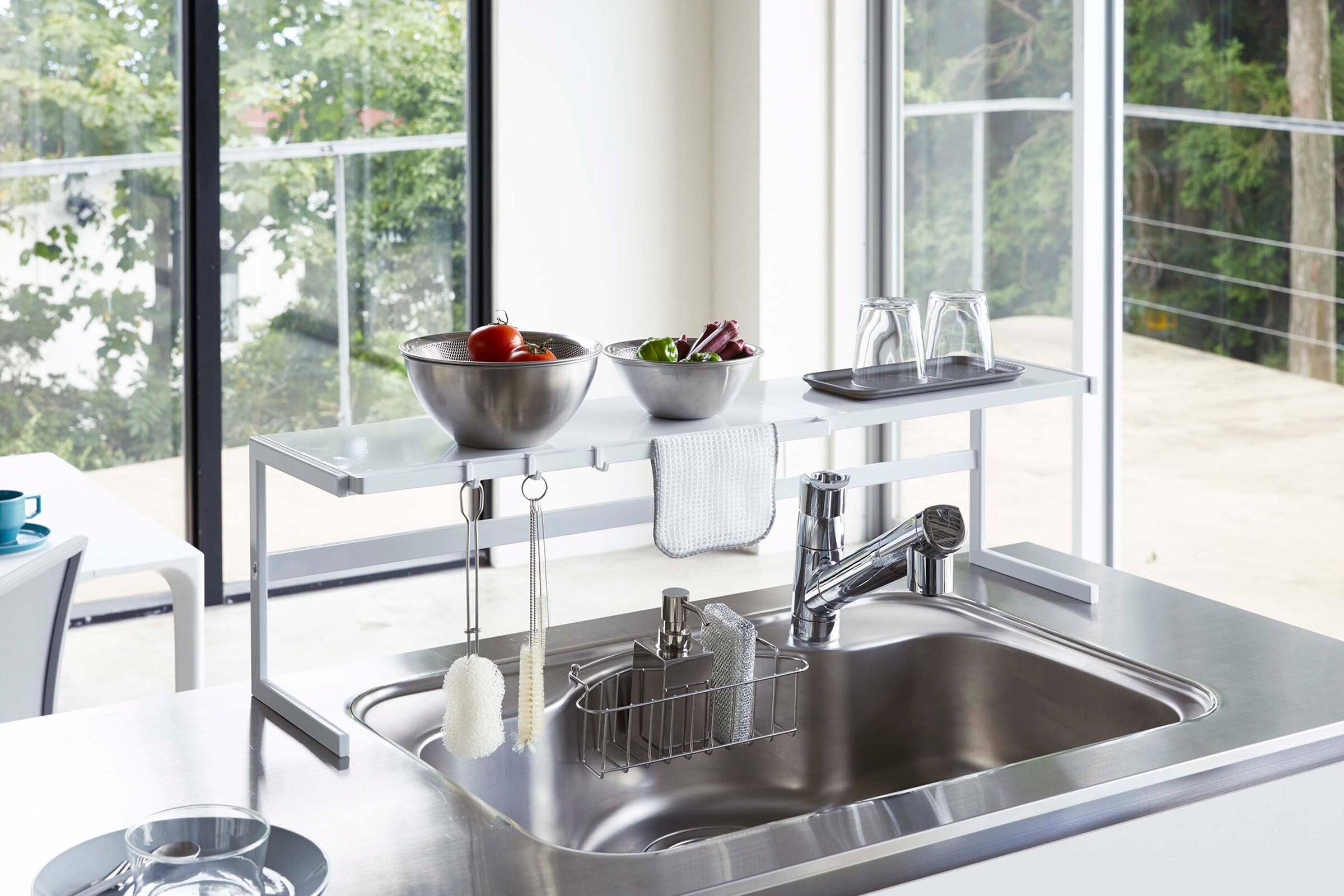 Alt View 5. Yamazaki Home - Expandable Countertop Shelf - Steel - Black.