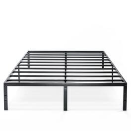 Hivvago - Queen size Sturdy Metal Platform Bed Frame with Headboard Attachments - Black