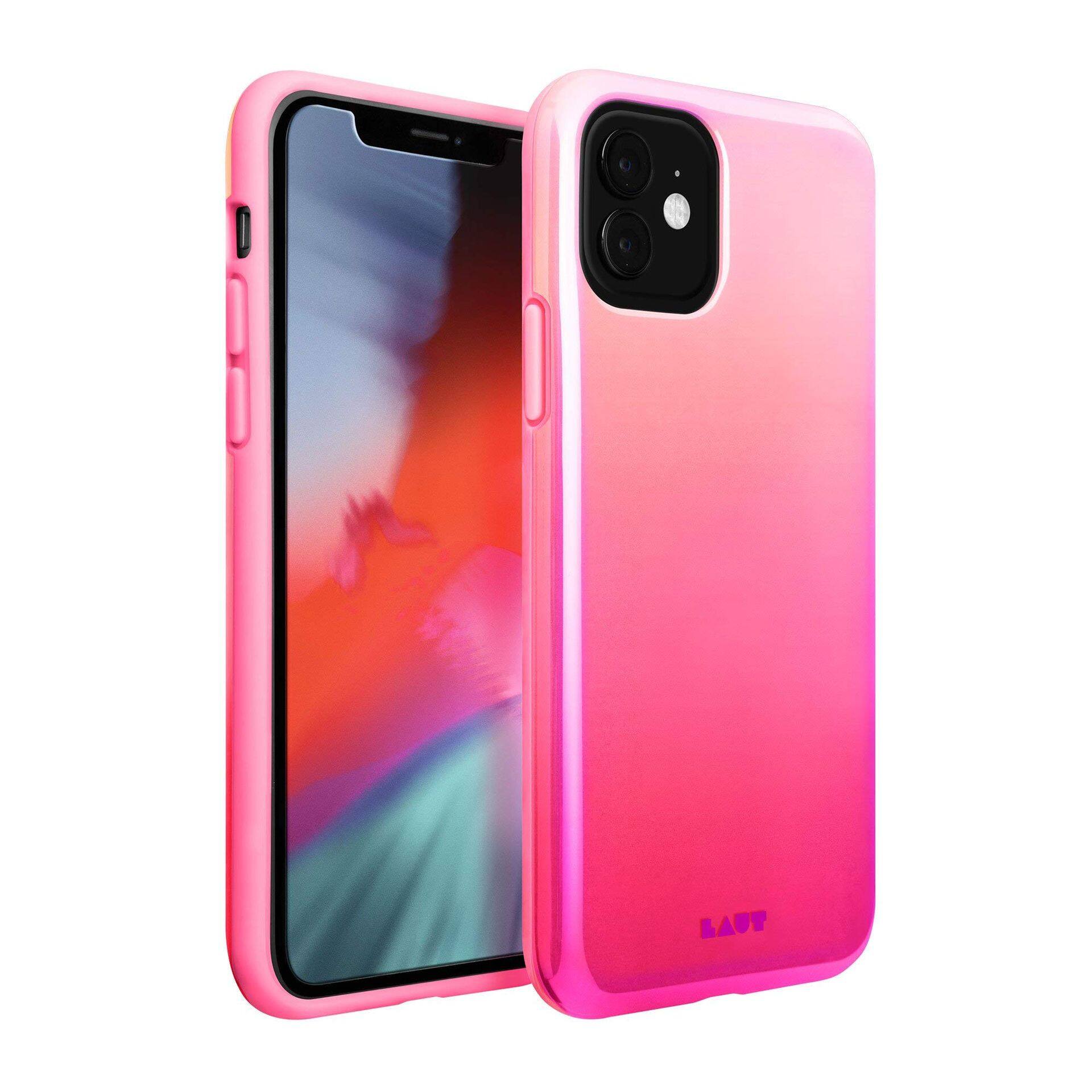 Front. LAUT - Laut | Huex Fades For Iphone 11 | Color Fade Iridescent Design | Coral - Multi.