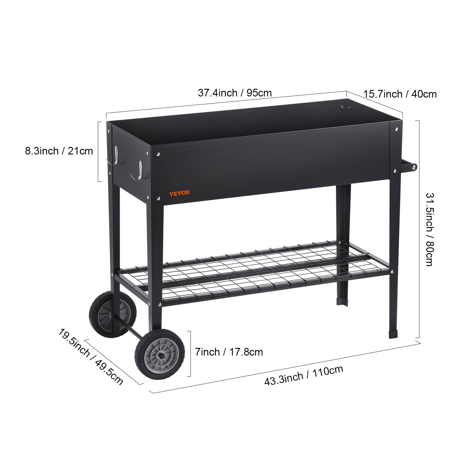 37.4 inch / 95 cm  
15.7 inch / 40 cm  
8.3 inch / 21 cm  
31.5 inch / 80 cm  
19.5 inch / 49.5 cm  
7 inch / 17.8 cm  
43.3 inch / 110 cm