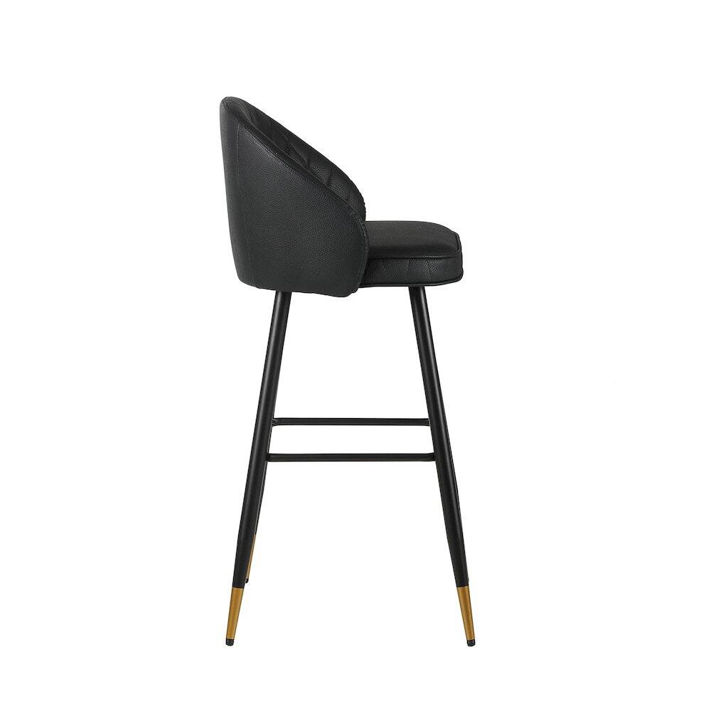 Back. New Classic Furniture - Oliver Vegan Leather Bar Chair in Black (Set of 2) - Black.
