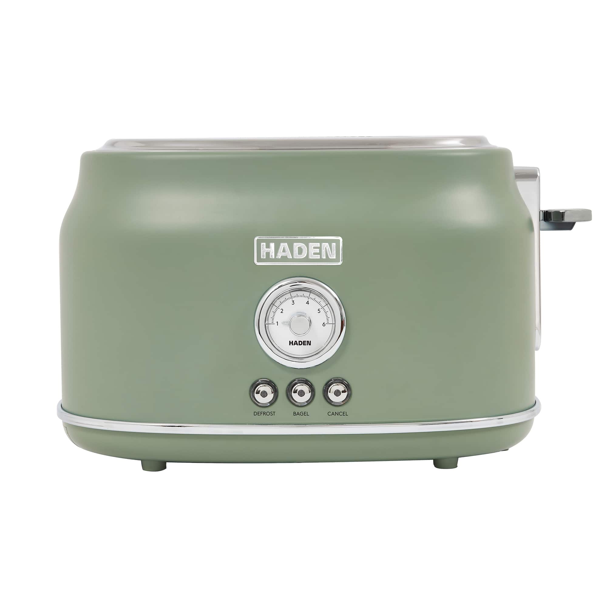 Haden - Dorset 2 Slice Wide Slot Stainless Steel Toaster, Cedar Green & Chrome - Green/ Chrome