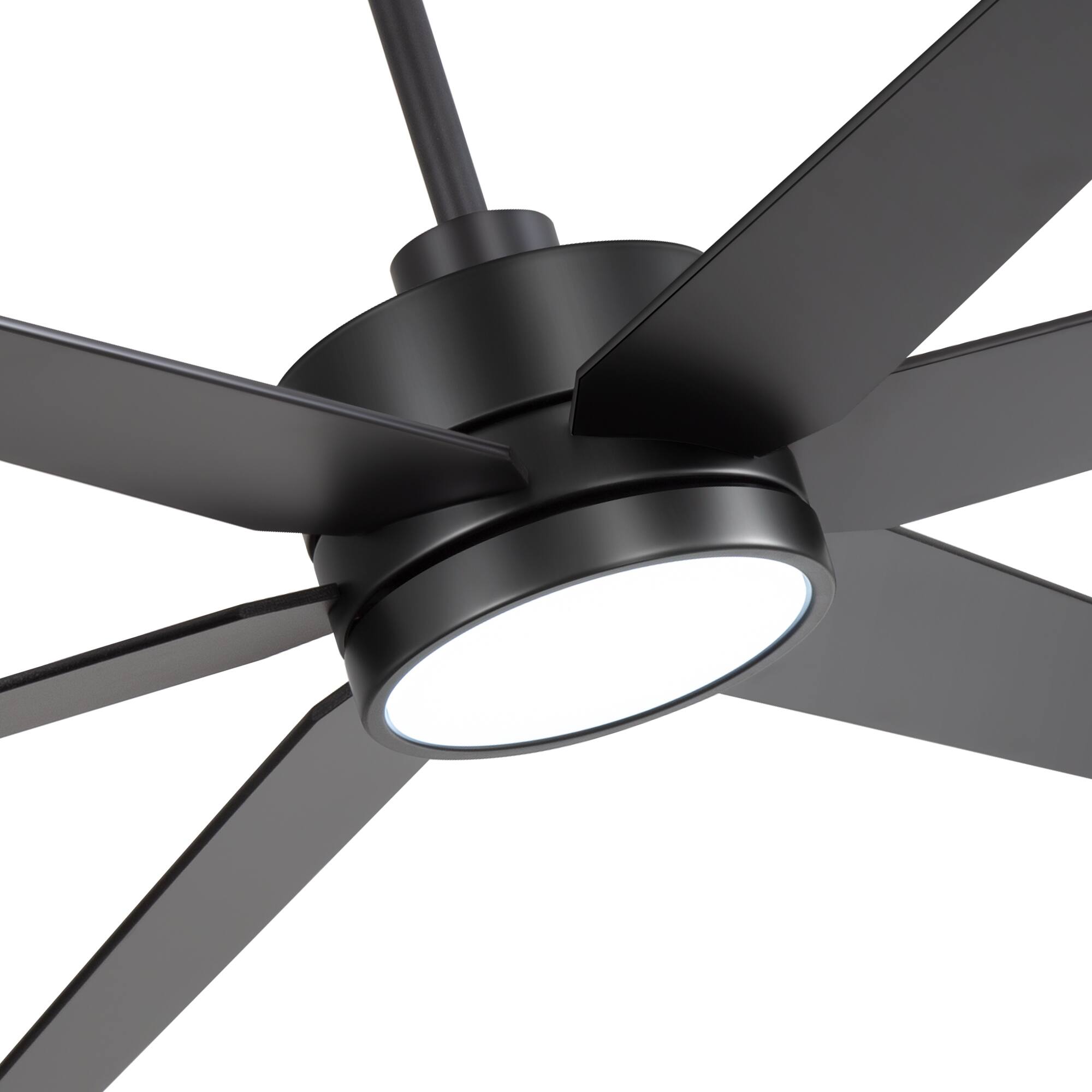 Alt View 7. Breezary - 72-in Indoor Large LED Ceiling Fan with 6-Speed Reversible Motor, 3-Color Light, Memory Timer & 7″/12″ Downrods - Matte Black.
