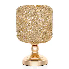 Oumilen - Gold Table Lamp with Cylindrical Metal Mesh Shade, E26 Socket & 67In Cord