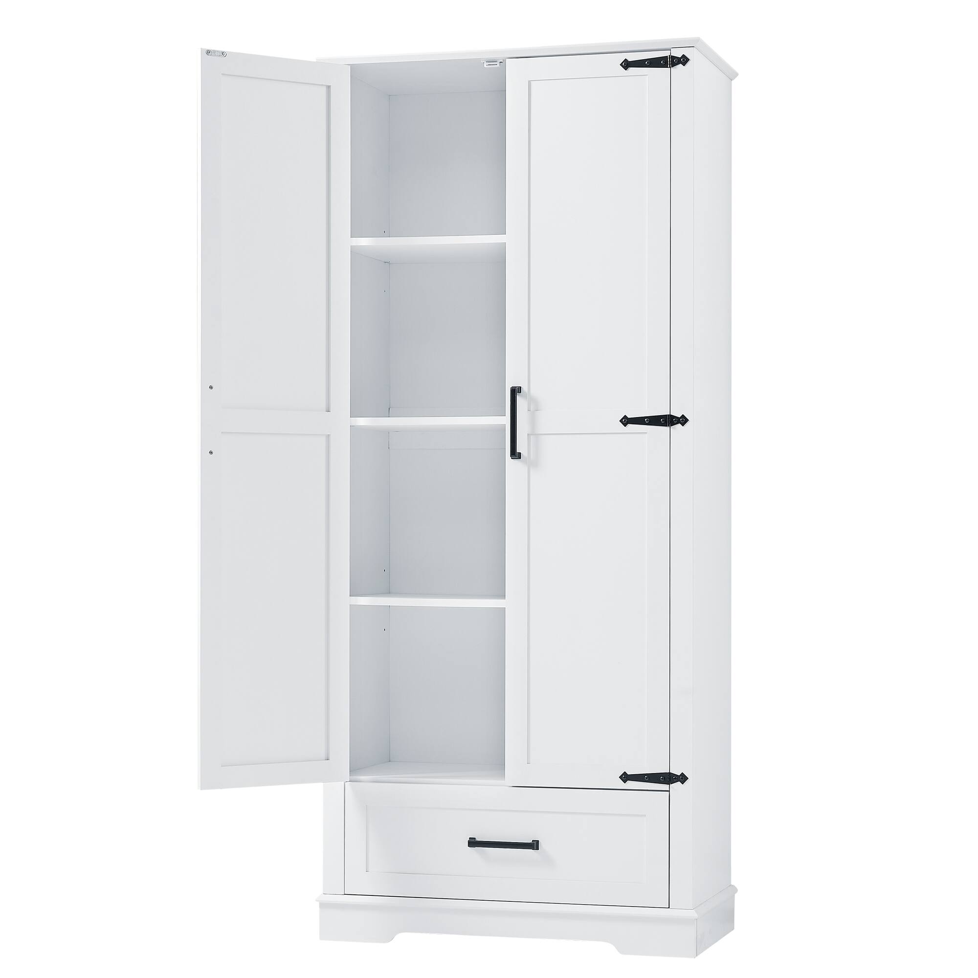 Alt View 7. SlickBlue - Tall Bathroom Storage Cabinet with Two Doors, One Drawer, and Adjustable Shelf - White.