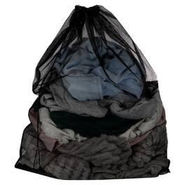 Unique Bargains - Practical Mesh Laundry Bag Large 23.6x35.4 Inch Coarse Drawstring Net for Washing Machine and Home Travel Storage - Black