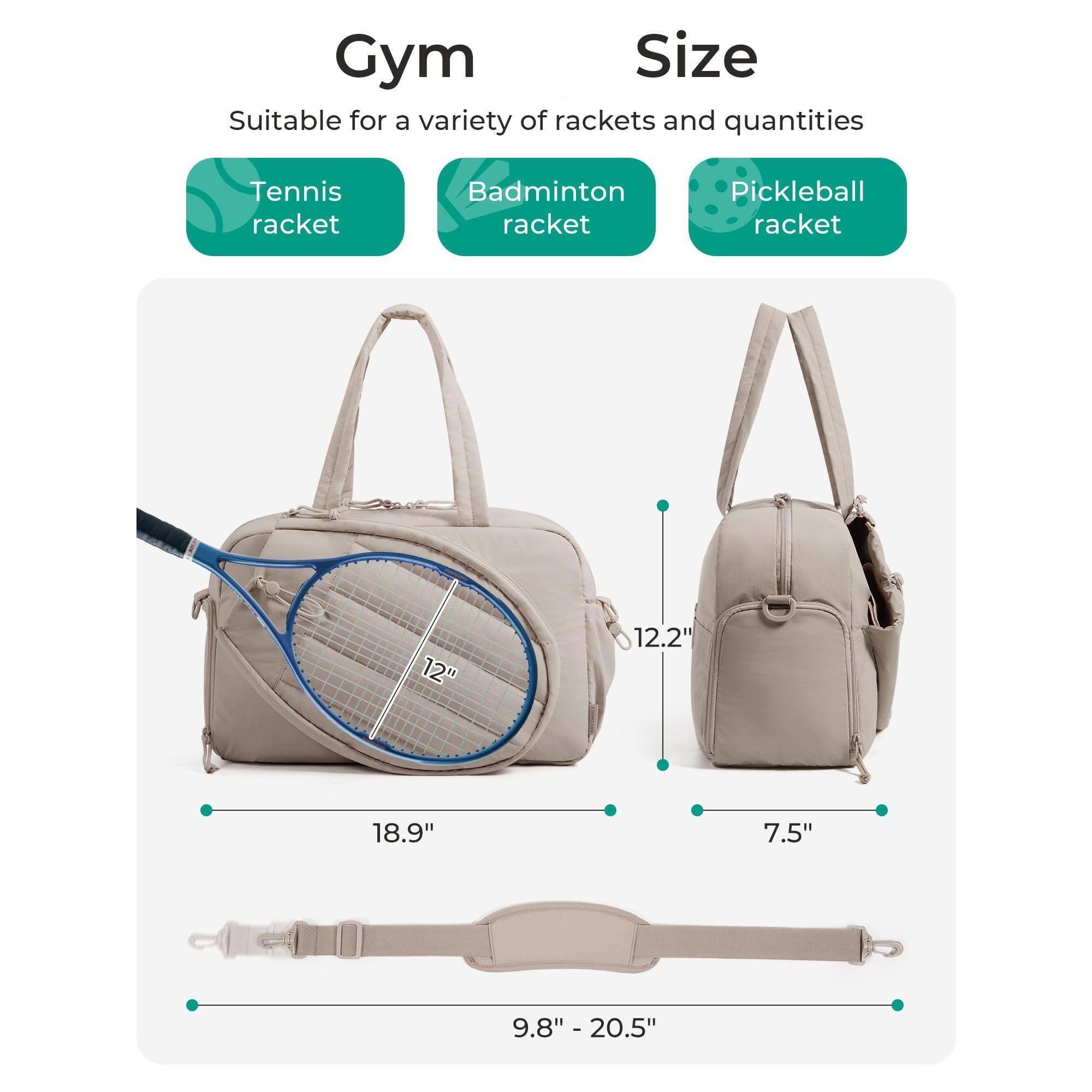 Gym  
Suitable for a variety of rackets and quantities

- Tennis racket
- Badminton racket
- Pickleball racket

Size  
12" 12.2" 18.9" 7.5" 9.8" - 20.5"